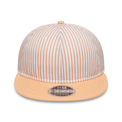 This is a New Era Pinstripe Pastel Orange Retro Crown 9FIFTY Adjustable Cap 4