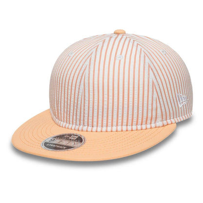 This is a New Era Pinstripe Pastel Orange Retro Crown 9FIFTY Adjustable Cap 1