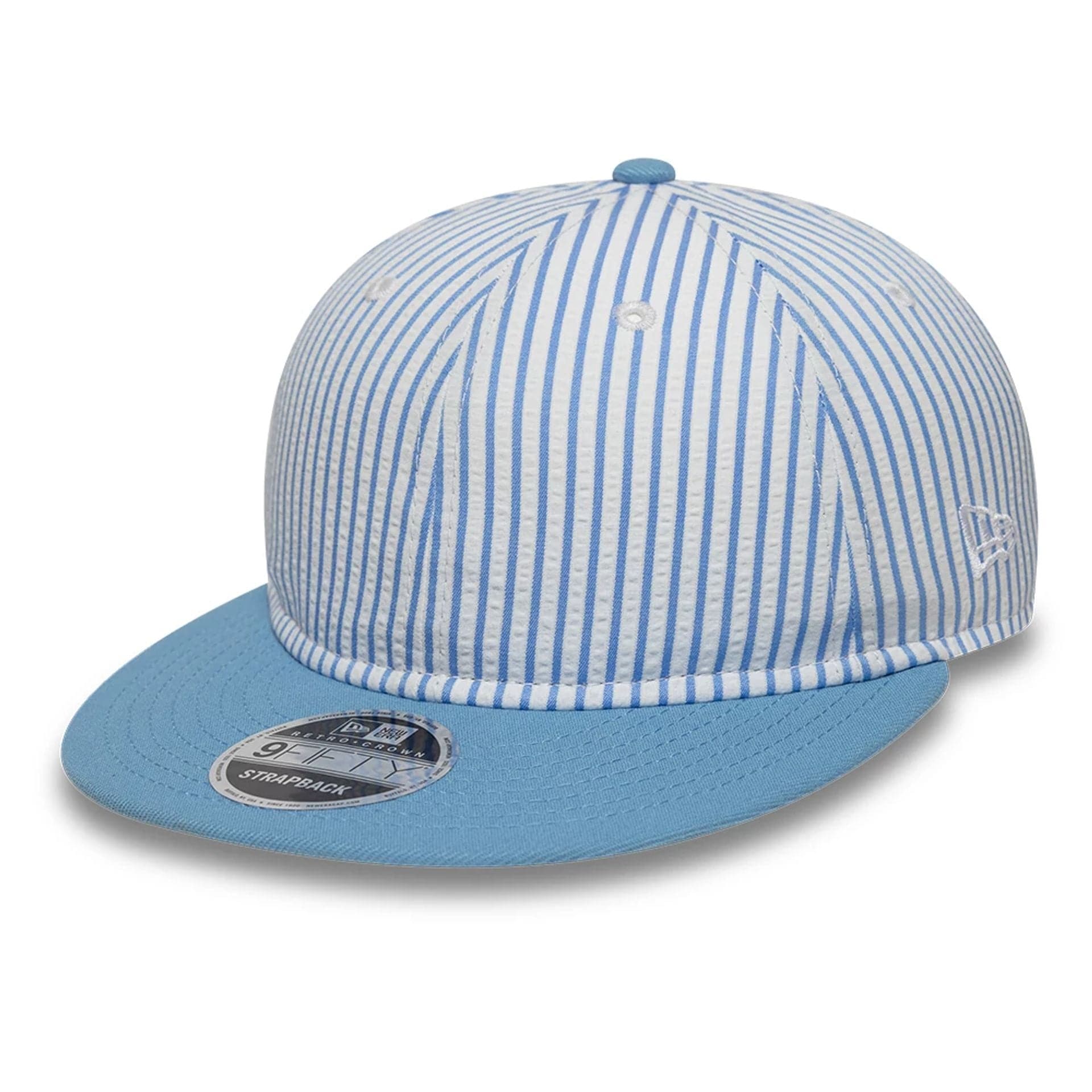 This is a New Era Pinstripe Pastel Blue Retro Crown 9FIFTY Adjustable Cap 1