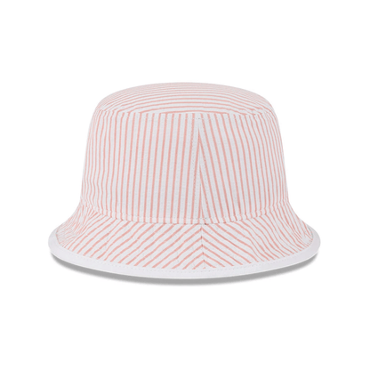 This is a New Era Pinstripe Pastel Orange Bucket Hat 6