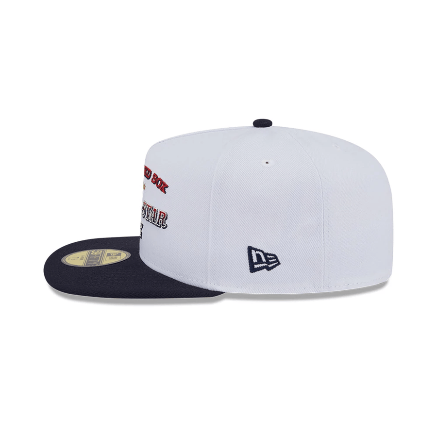 This is a Boston Red Sox Summer Derby White 59FIFTY A-Frame Fitted Cap 6