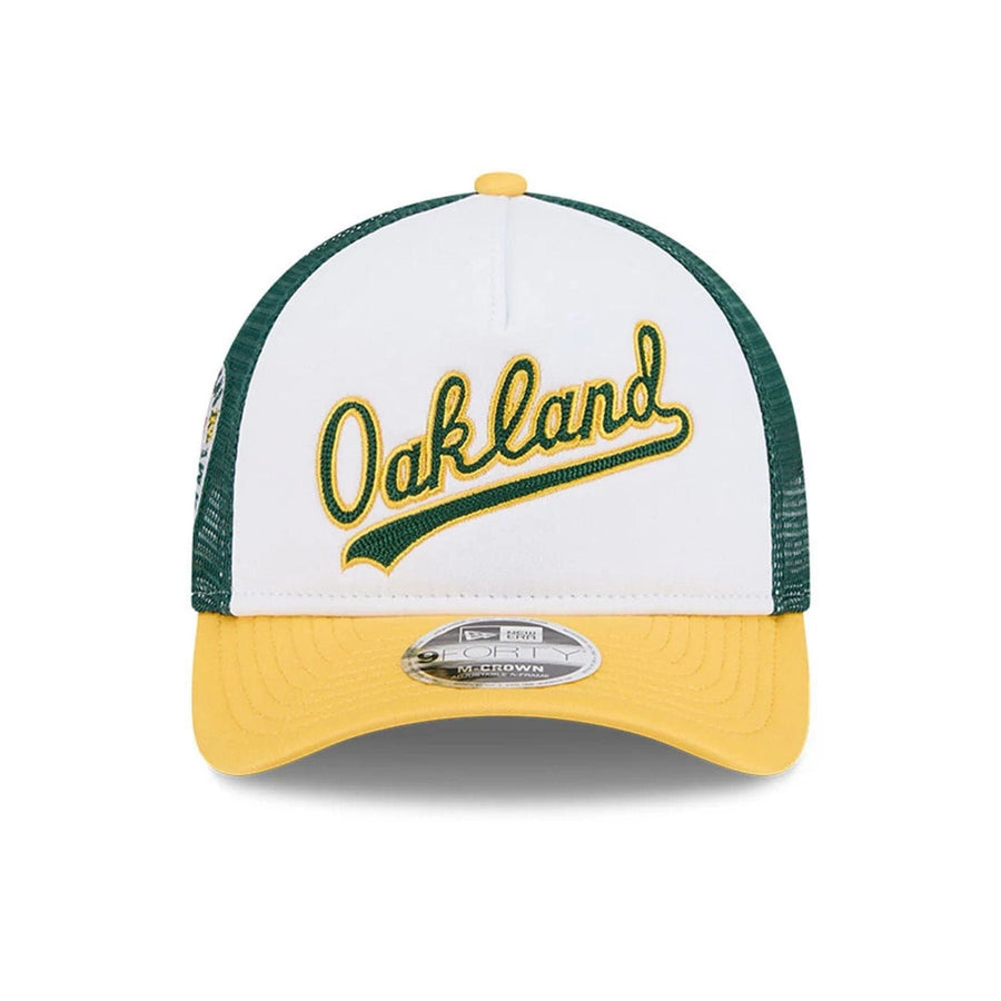 This is a Oakland Athletics Summer Derby White 9FORTY M-Crown A-Frame Adjustable Cap 3