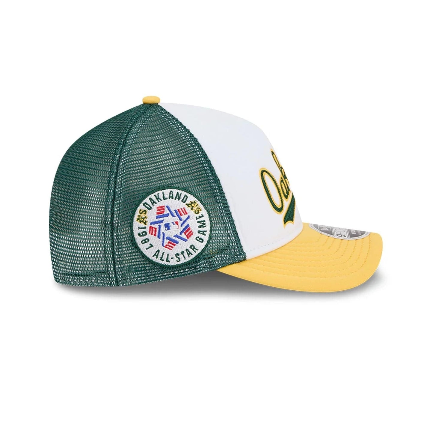 This is a Oakland Athletics Summer Derby White 9FORTY M-Crown A-Frame Adjustable Cap 5