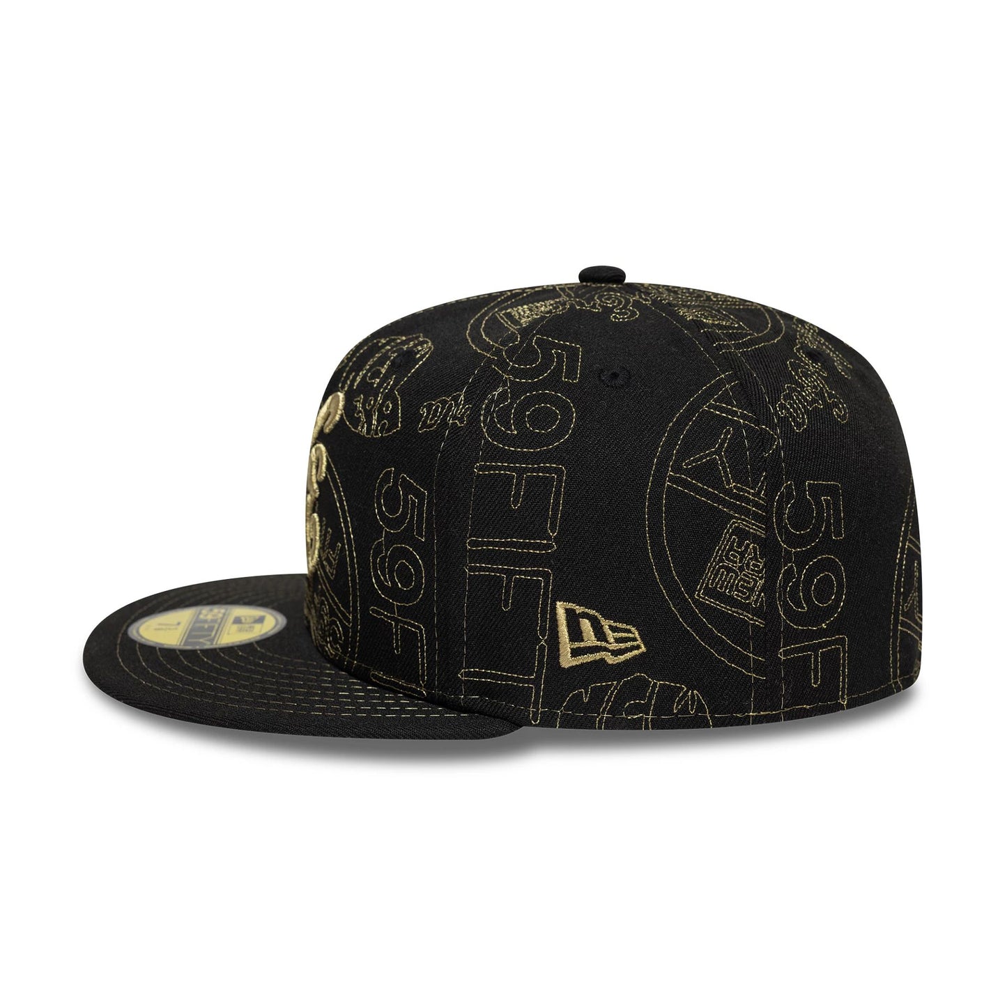 Pictured is this New Era Sticker 59FIFTY Fitted Cap in black. 4