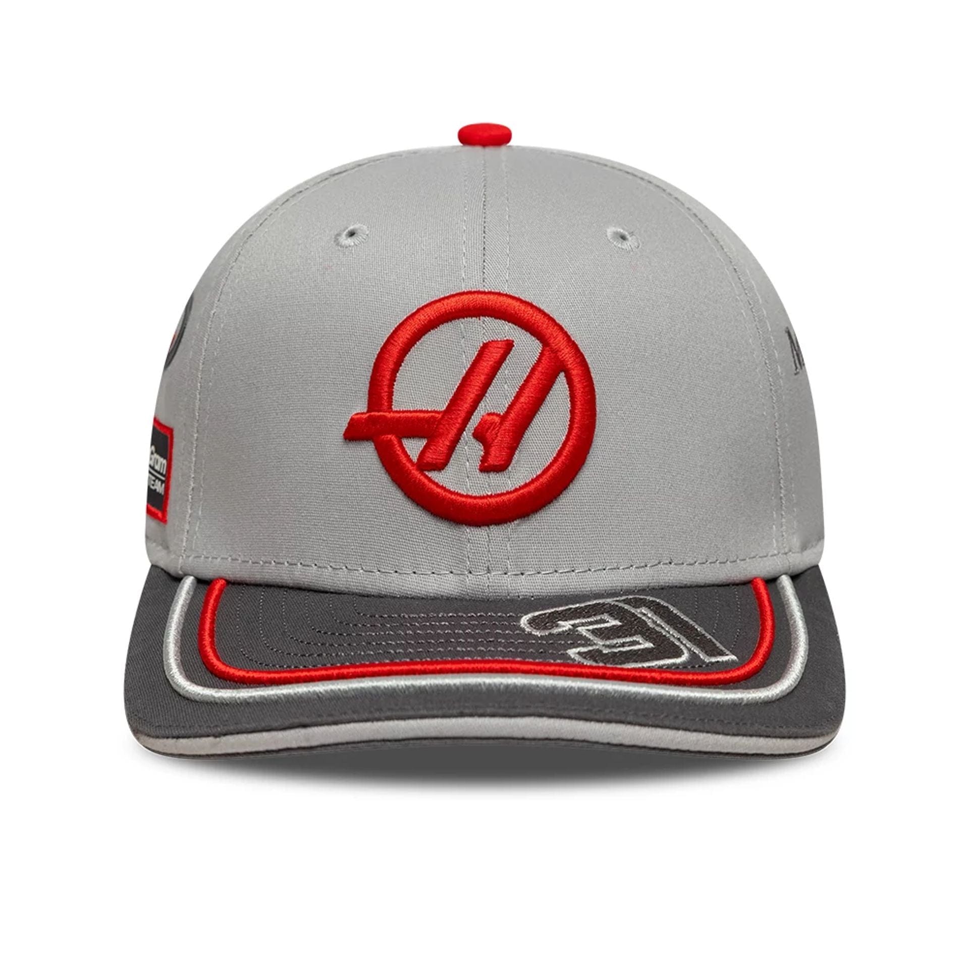 This is a MoneyGram Hass F1 Esteban Ocon 200th Race Dark Grey 9SEVENTY Stretch Snap Adjustable Cap 2