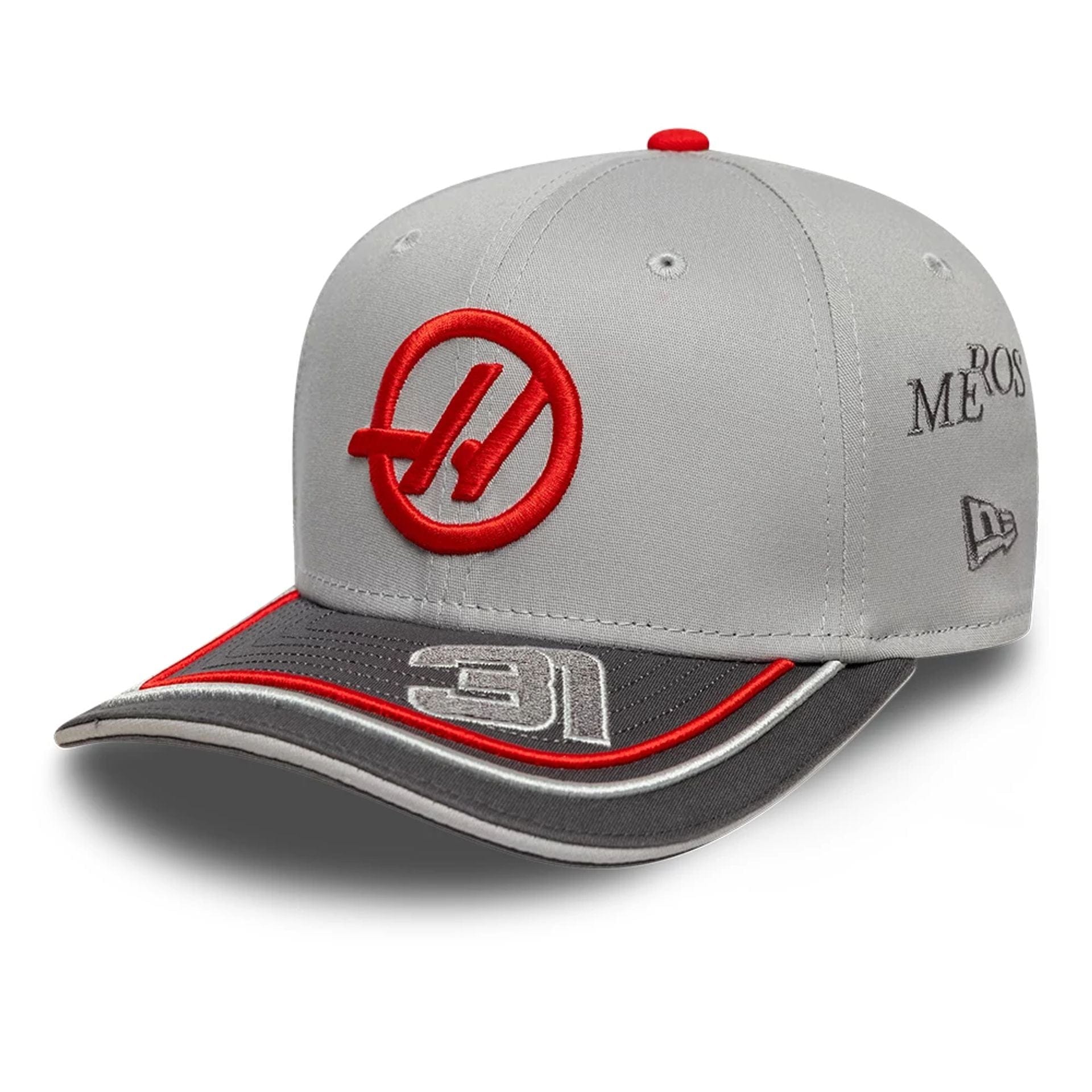 This is a MoneyGram Hass F1 Esteban Ocon 200th Race Dark Grey 9SEVENTY Stretch Snap Adjustable Cap 3