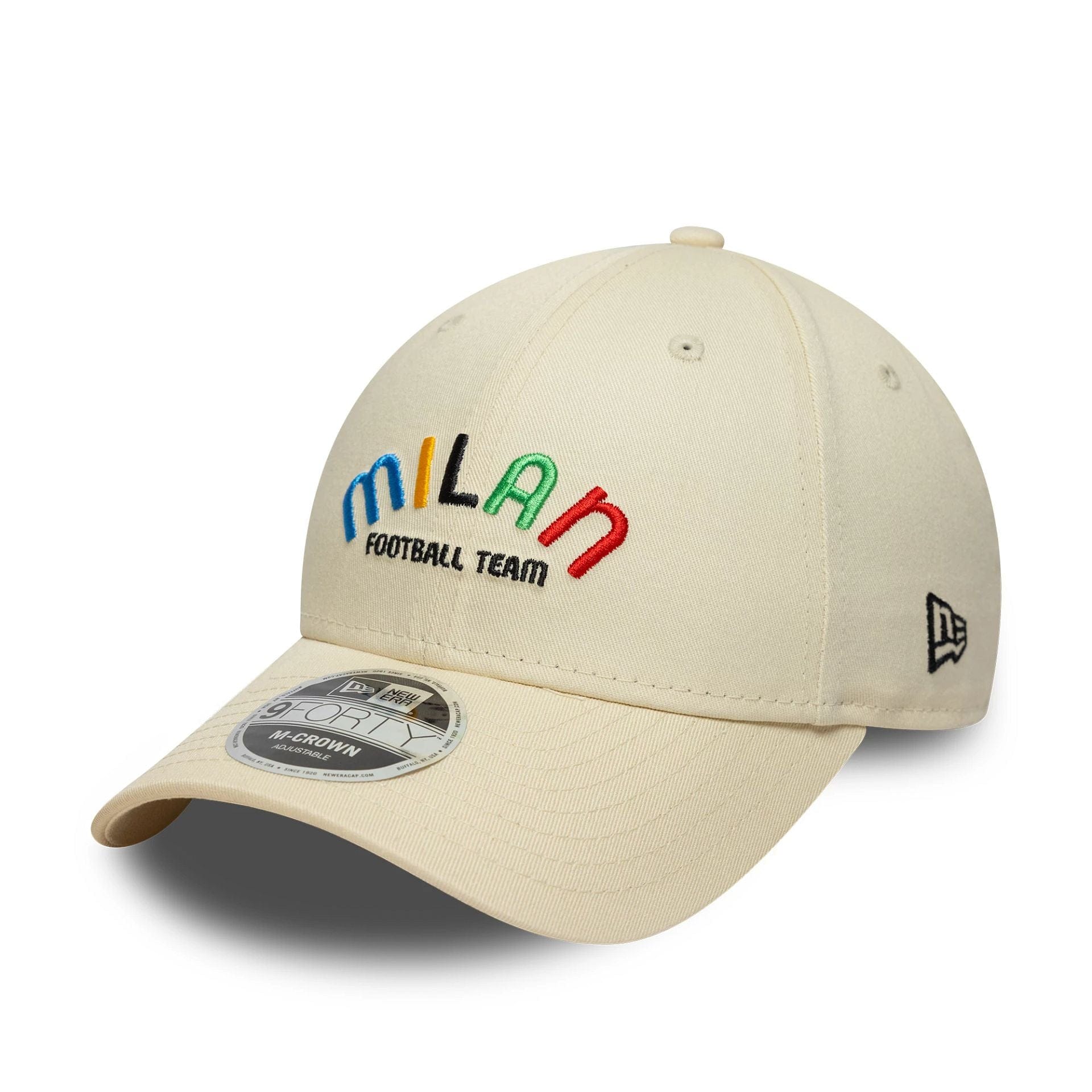 This is a AC Milan Wordmark Cream 9FORTY M-Crown Adjustable Cap 1