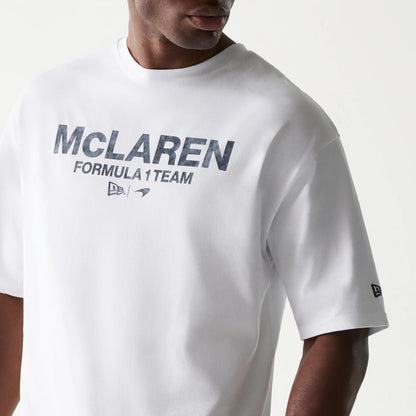 The Male model is wearing McLaren Racing Wordmark White Oversized T-Shirt 3