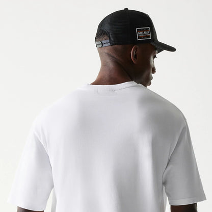 The Male model is wearing McLaren Racing Wordmark White Oversized T-Shirt 7