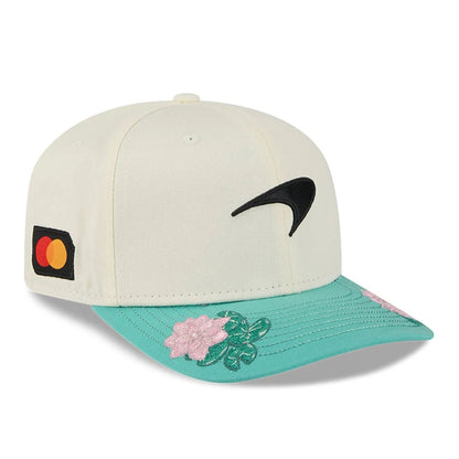 This is a McLaren Racing Brazil Race Special Cream 9SEVENTY Stretch Snap Adjustable Cap 4