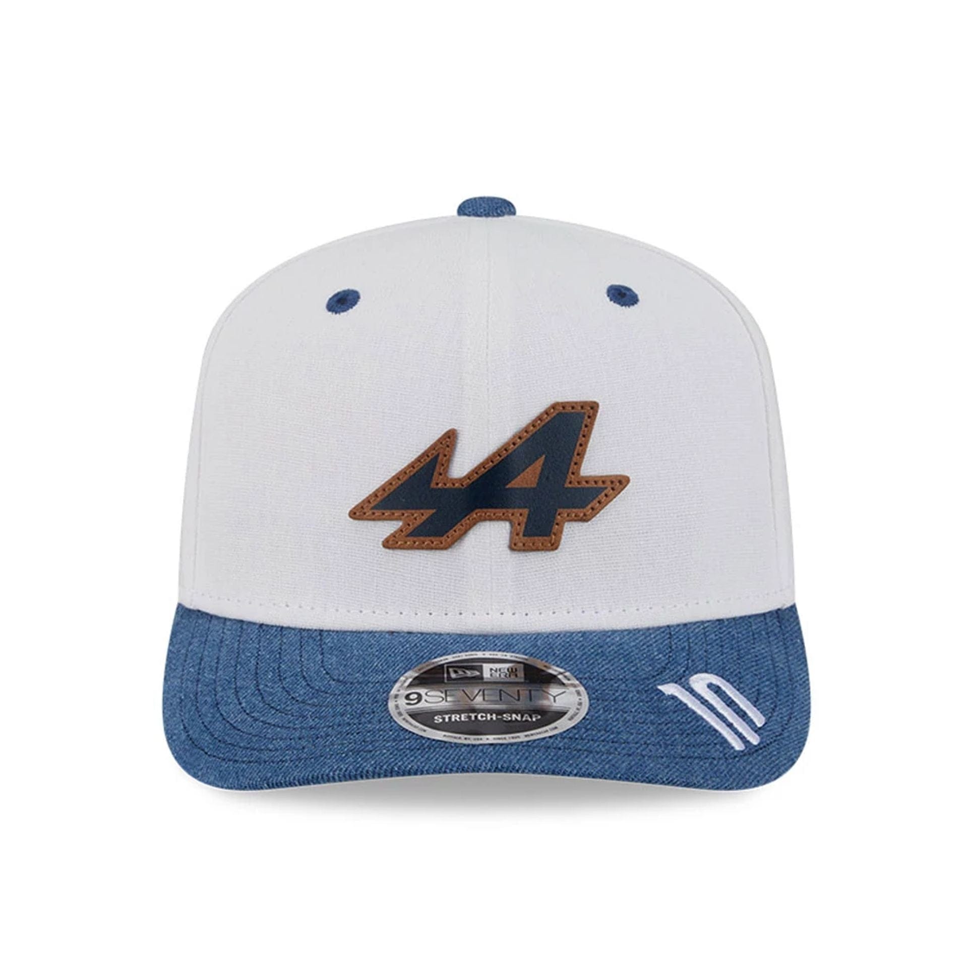 This is a Alpine Racing Pierre Gasly Austin Race Special White 9SEVENTY Stretch Snap Adjustable Cap 3