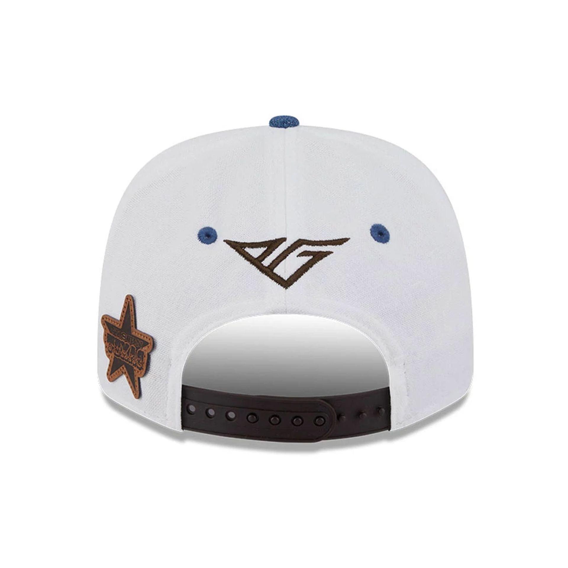 This is a Alpine Racing Pierre Gasly Austin Race Special White 9SEVENTY Stretch Snap Adjustable Cap 7
