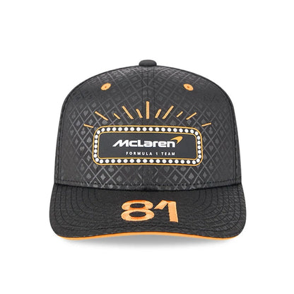 This is a McLaren Racing Oscar Piastri Vegas Race Special Black 9SEVENTY Stretch Snap Adjustable Cap 3