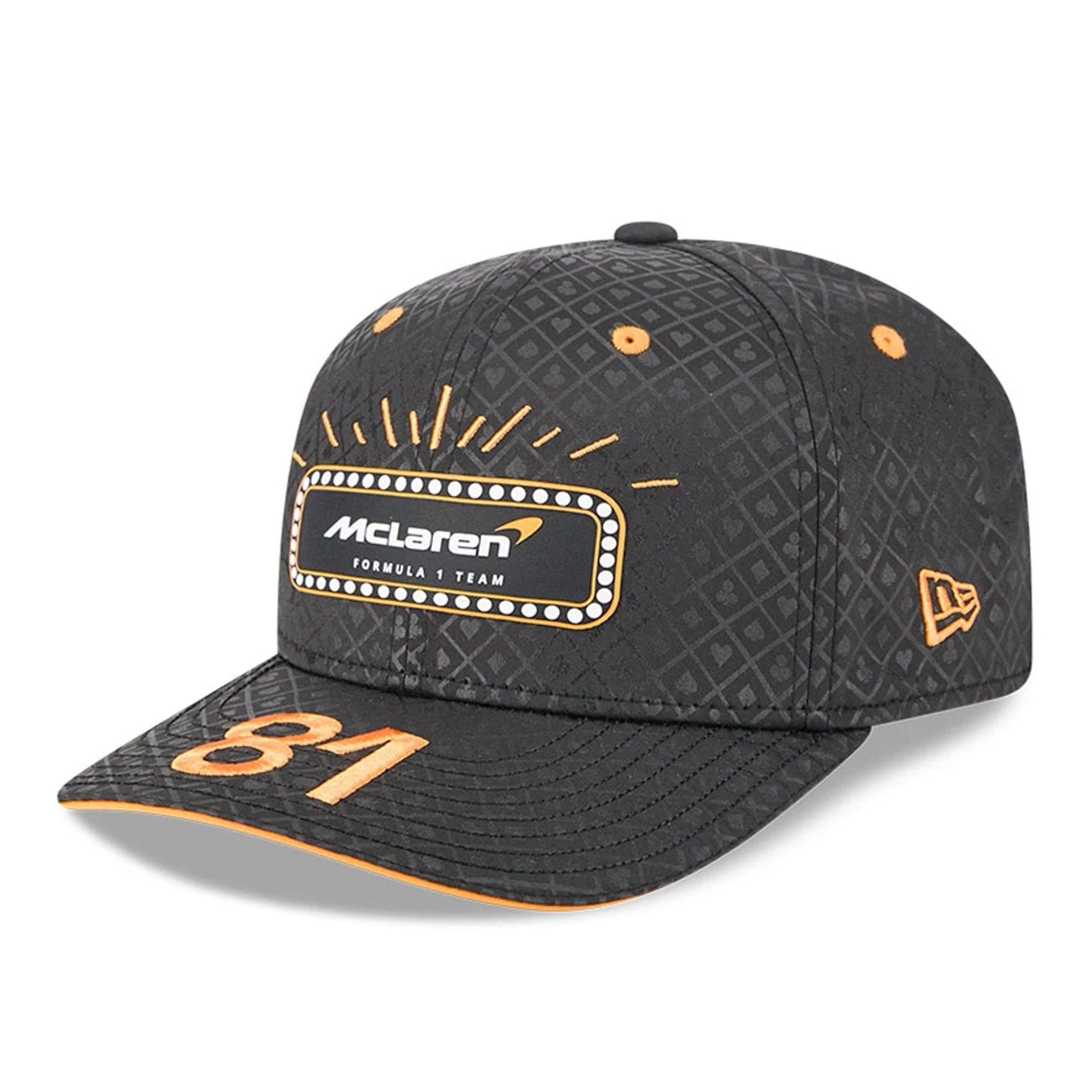This is a McLaren Racing Oscar Piastri Vegas Race Special Black 9SEVENTY Stretch Snap Adjustable Cap 4