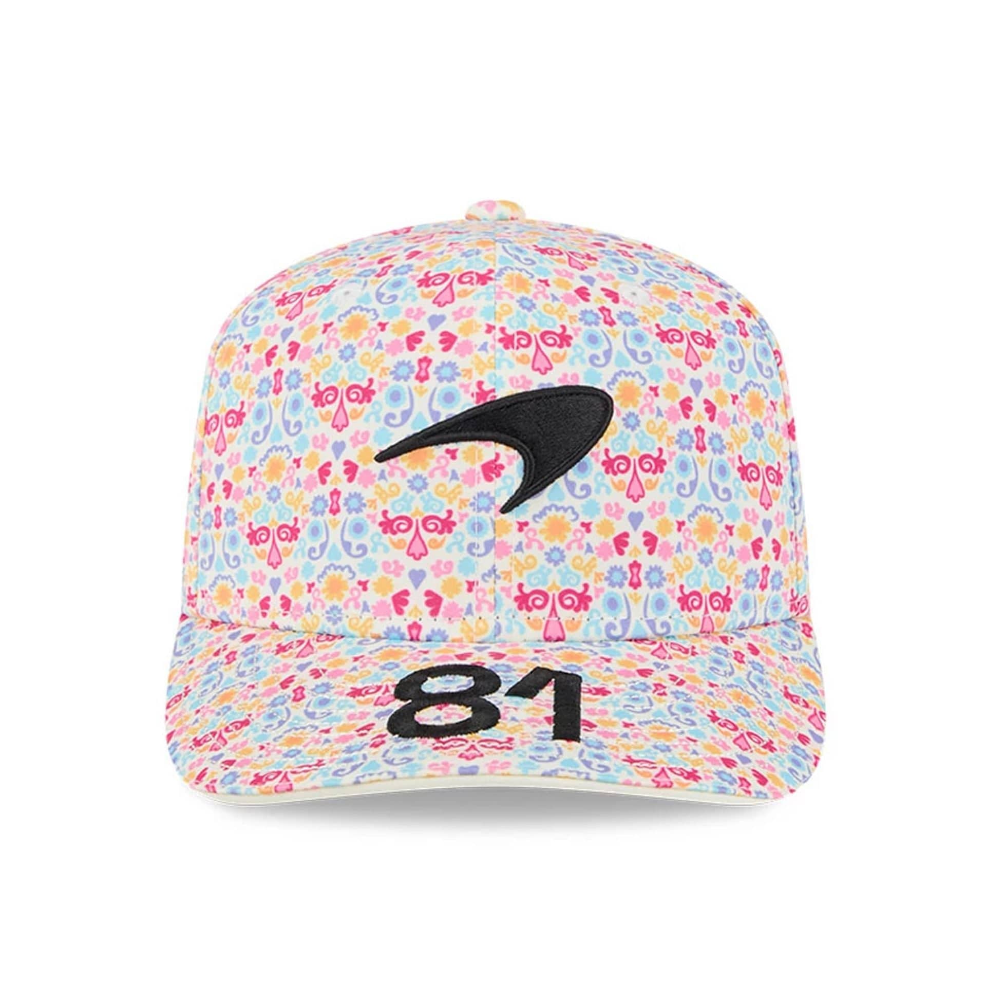 This is a McLaren Racing Oscar Piastri Mexico Race Special Cream 9SEVENTY Stretch Snap Adjustable Cap 3