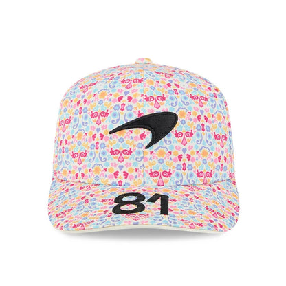 This is a McLaren Racing Oscar Piastri Mexico Race Special Cream 9SEVENTY Stretch Snap Adjustable Cap 3