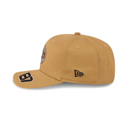 This is a MoneyGram Haas Formula 1 Oliver Bearman Austin Race Special Beige 9SEVENTY Stretch Snap Adjustable Cap 6
