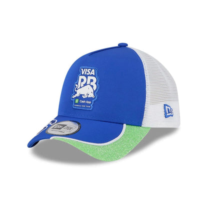 This is a Visa Cash App Racing Bulls Vegas Race Special Blue 9FORTY E-Frame Trucker Adjustable Cap 3