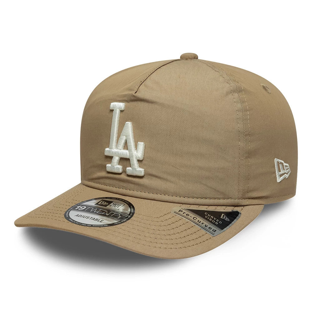 This is a LA Dodgers MLB Nylon Open Beige 19TWENTY Adjustable Cap 1