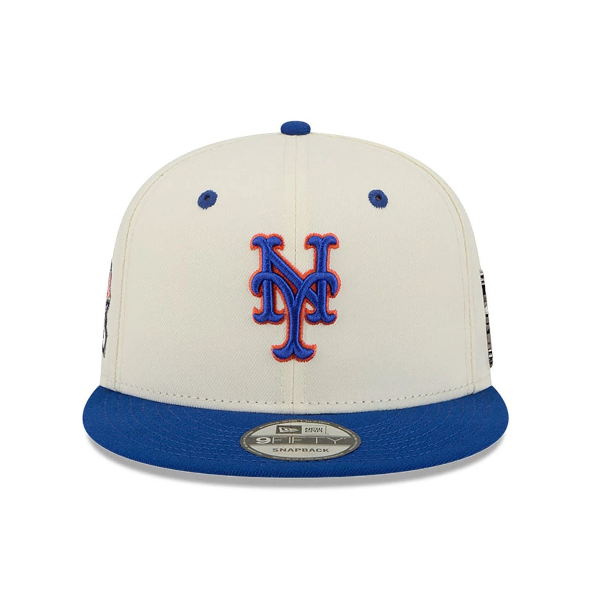 This is a New York Mets MLB Mascot Pin Blue 9FIFTY Snapback Adjustable Cap 4