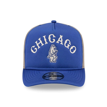 This is a Chicago Cubs MLB Arched Blue 9FIFTY A-Frame Trucker Adjustable Cap 3