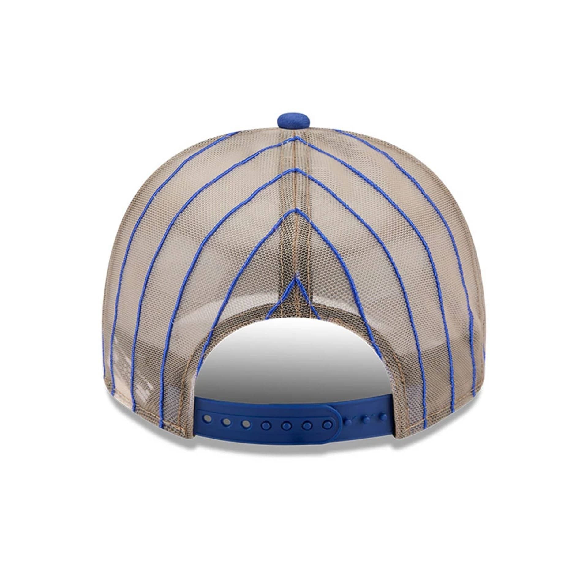 This is a New York Mets MLB Arched Blue 9FIFTY A-Frame Trucker Adjustable Cap 7