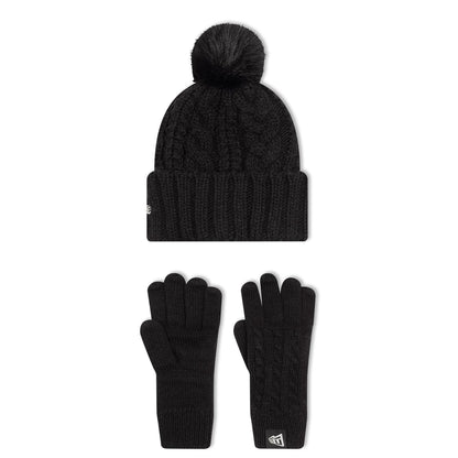 This is a New York Yankees Youth MLB Black Beanie & Gloves Set  2