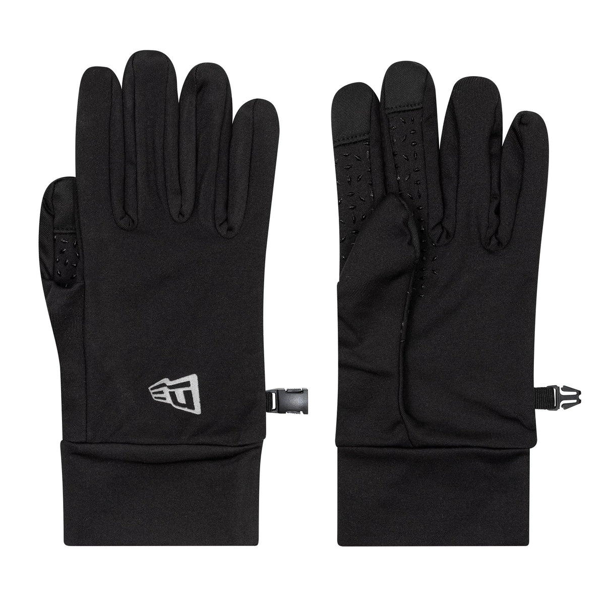 Pictured is these New Era Core E-Touch Black Gloves in black. 2