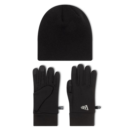 This is a  New Era Black Beanie & Gloves Set 2