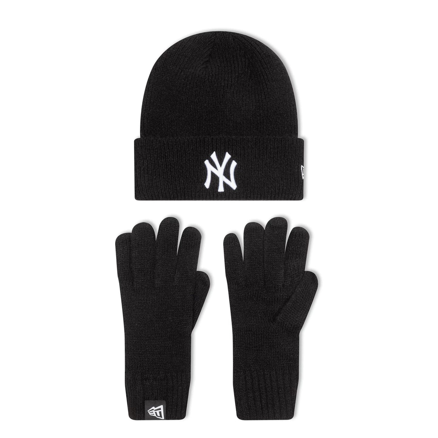 This is a New York Yankees MLB Black Beanie & Gloves Set  1