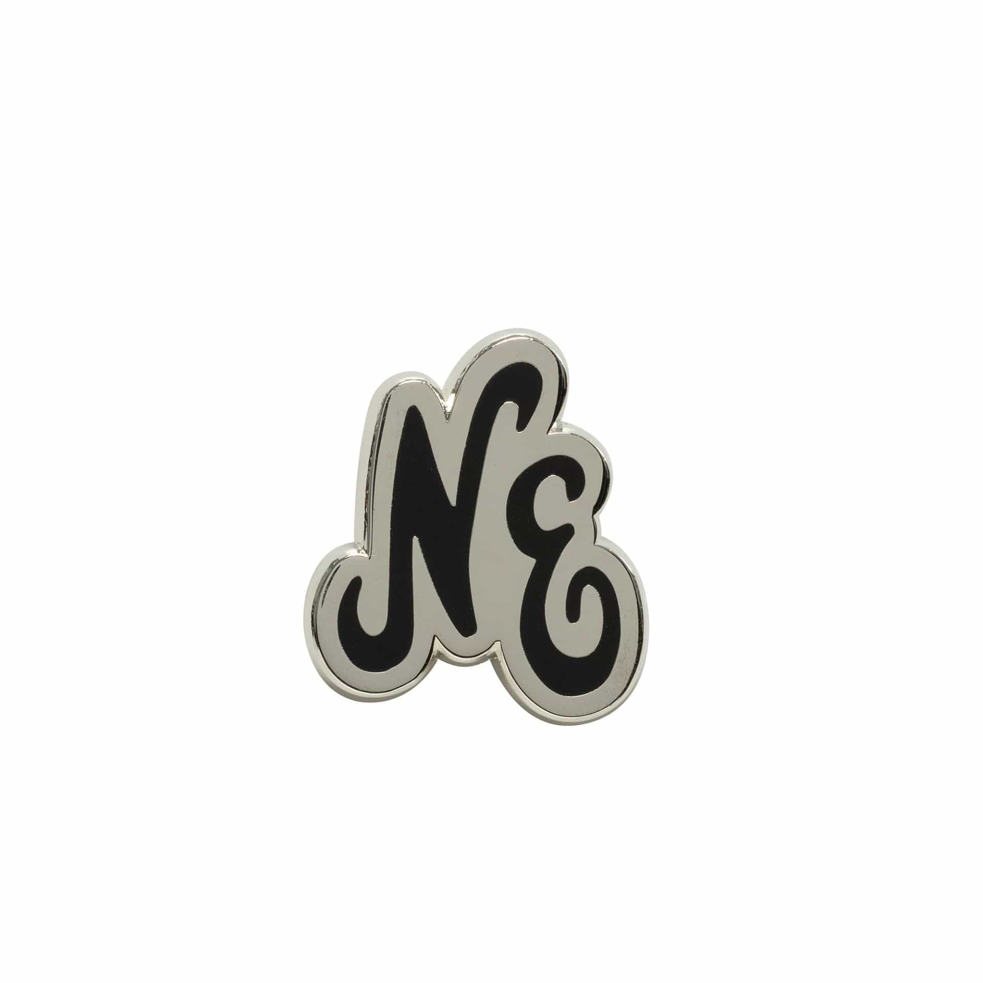 This is a  New Era Script Black Pin Badge 1