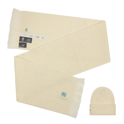 This is a New York Yankees MLB Cream Beanie & Scarf Set  2