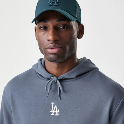 The Male model is wearing LA Dodgers MLB Midi League Essential Dark Grey Oversized Pullover Hoodie  4