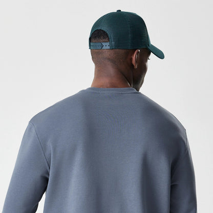 The Male model is wearing LA Dodgers MLB Midi League Essential Dark Grey Oversized Crew Neck Sweater 7