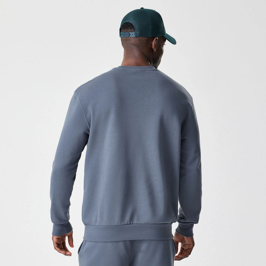 The Male model is wearing LA Dodgers MLB Midi League Essential Dark Grey Oversized Crew Neck Sweater  2