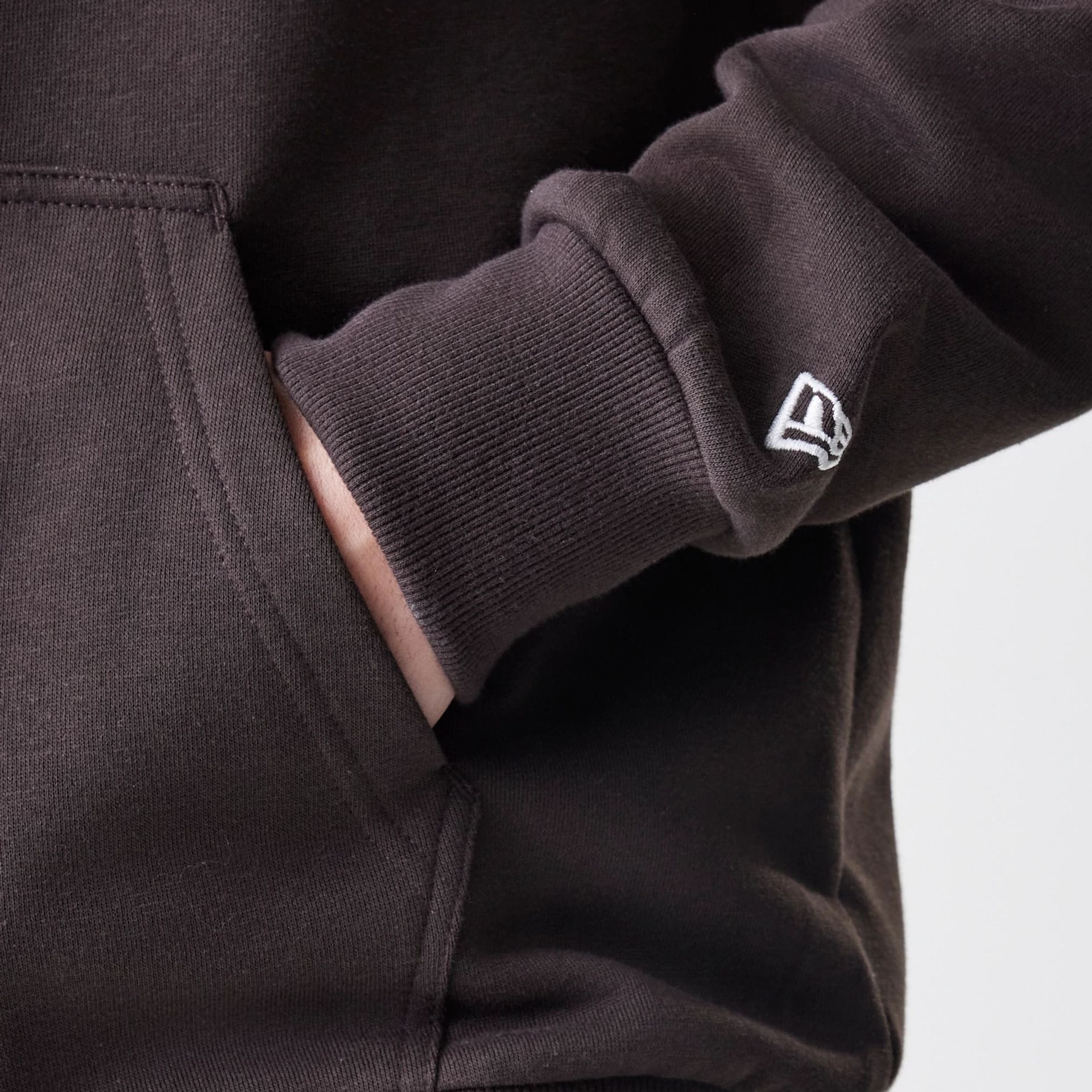 The Male model is wearing New York Yankees MLB Midi League Essential Dark Brown Full Zip Hoodie 5