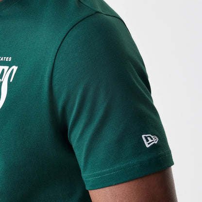 The Male model is wearing LA Dodgers MLB Script Graphic Dark Green T-Shirt 6