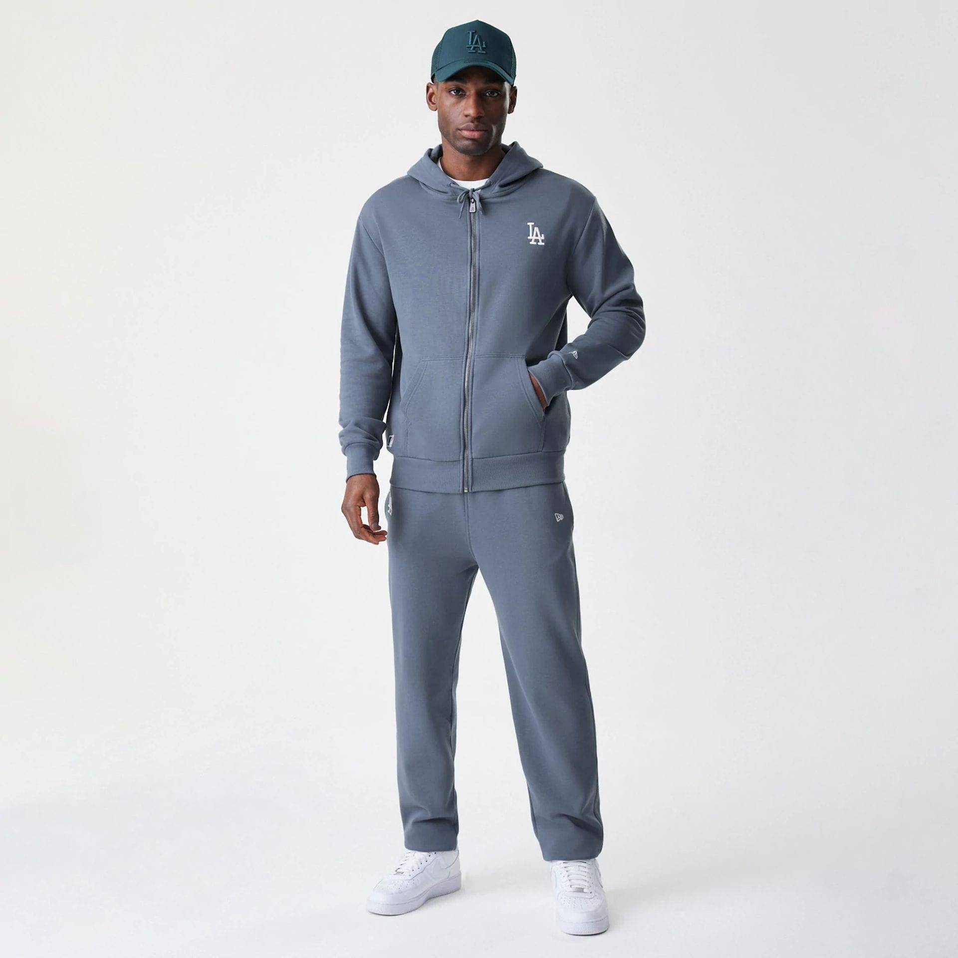 luijewelry long tee03 グレー MLB Midi League Essential LA Dodgers Dark Grey Full Zip Hoodie