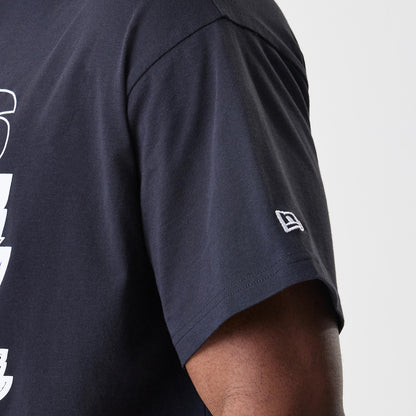 The Male model is wearing LA Lakers NBA Outline Graphic Navy Oversized T-Shirt 5