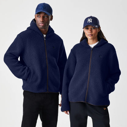 The Male model is wearing  New Era Navy Hooded Sherpa Jacket  1