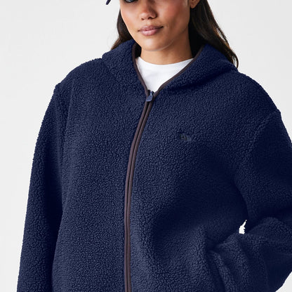 The Male model is wearing  New Era Navy Hooded Sherpa Jacket 6