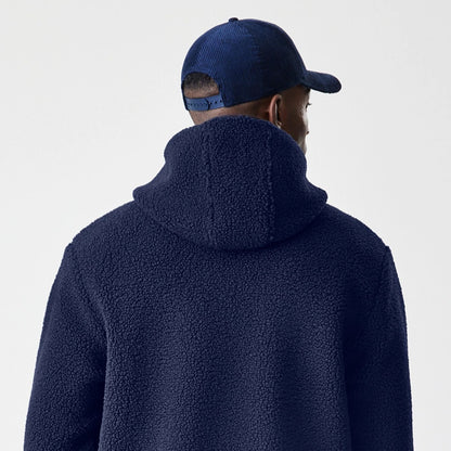 The Male model is wearing  New Era Navy Hooded Sherpa Jacket  8