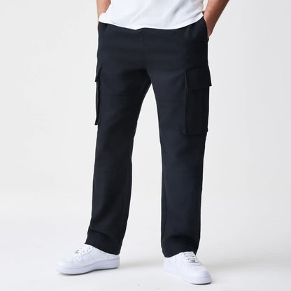 The Male model is wearing  New Era Cargo Black Straight Leg Trousers  1