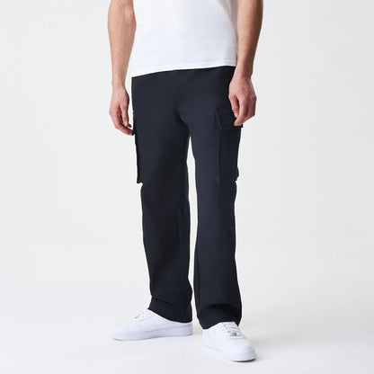 The Male model is wearing  New Era Cargo Black Straight Leg Trousers  3