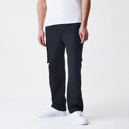 The Male model is wearing  New Era Cargo Black Straight Leg Trousers 3