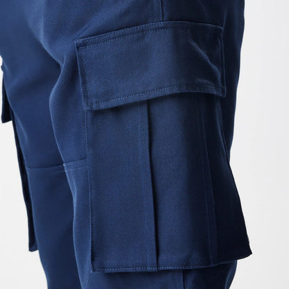 The Male model is wearing  New Era Navy Straight Leg Cargo Trousers 4