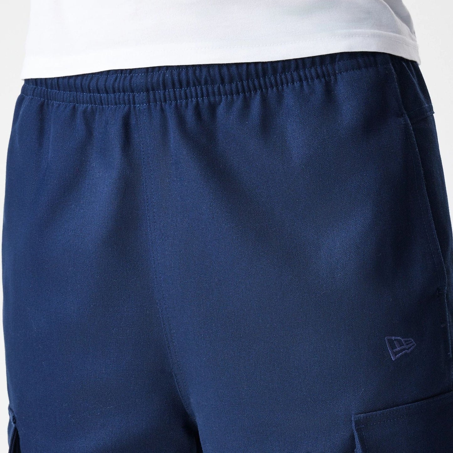 The Male model is wearing  New Era Navy Straight Leg Cargo Trousers  6