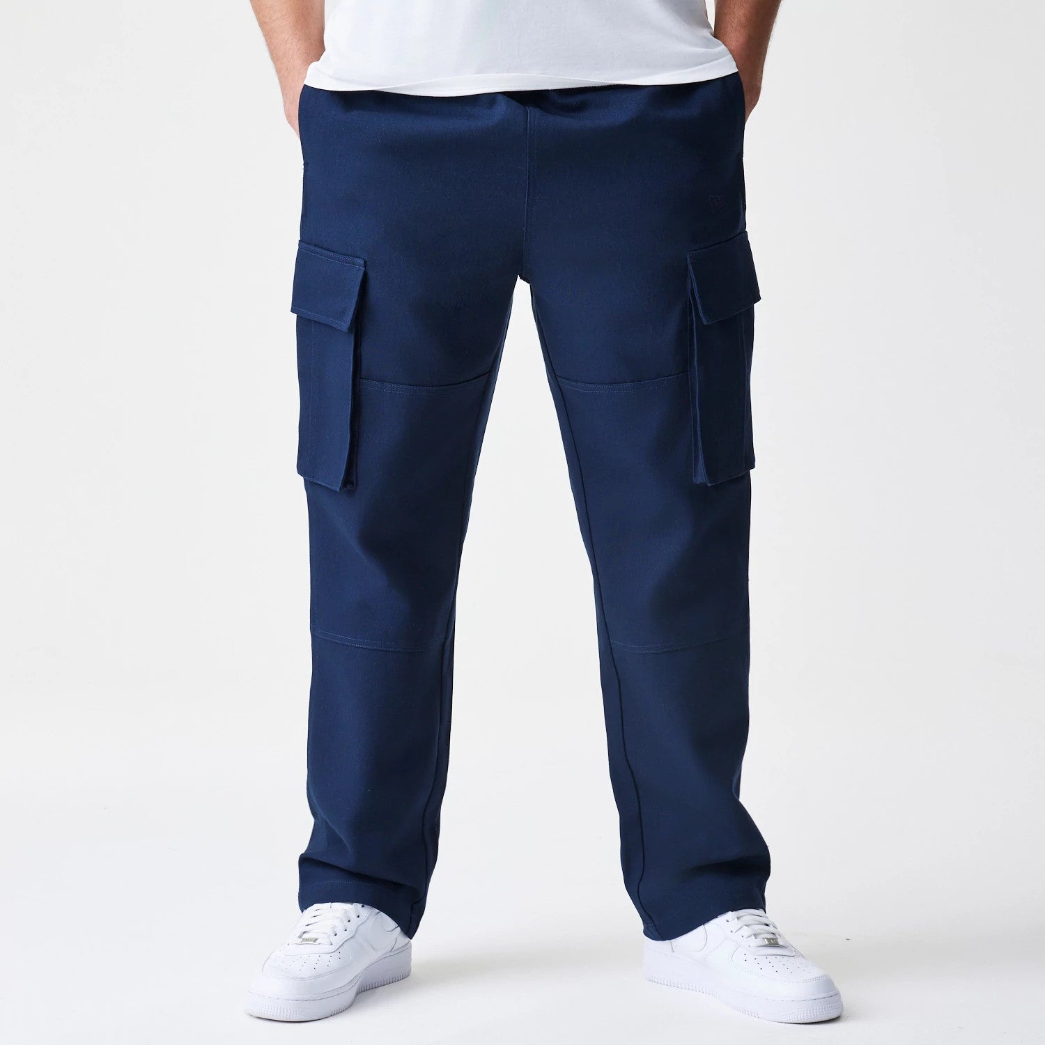 The Male model is wearing  New Era Navy Straight Leg Cargo Trousers 1