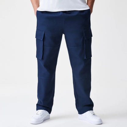 The Male model is wearing  New Era Navy Straight Leg Cargo Trousers 1