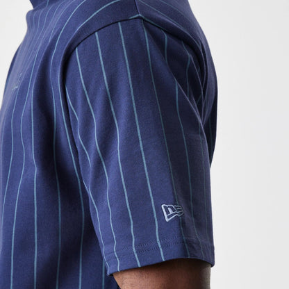 The Male model is wearing  New Era Pinstripe Navy Oversized T-Shirt  5